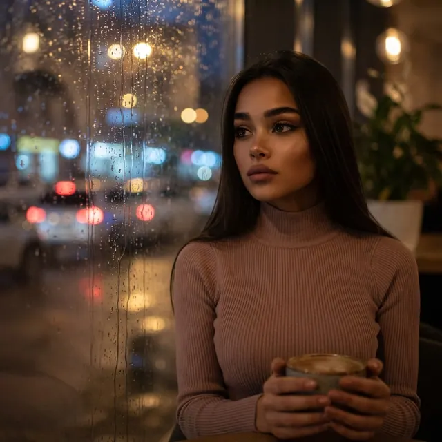 Rainy café window